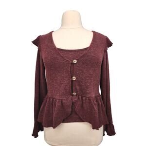 Creneau 2 Piece Peplum Sweater With Tank Top Size XL Super Soft